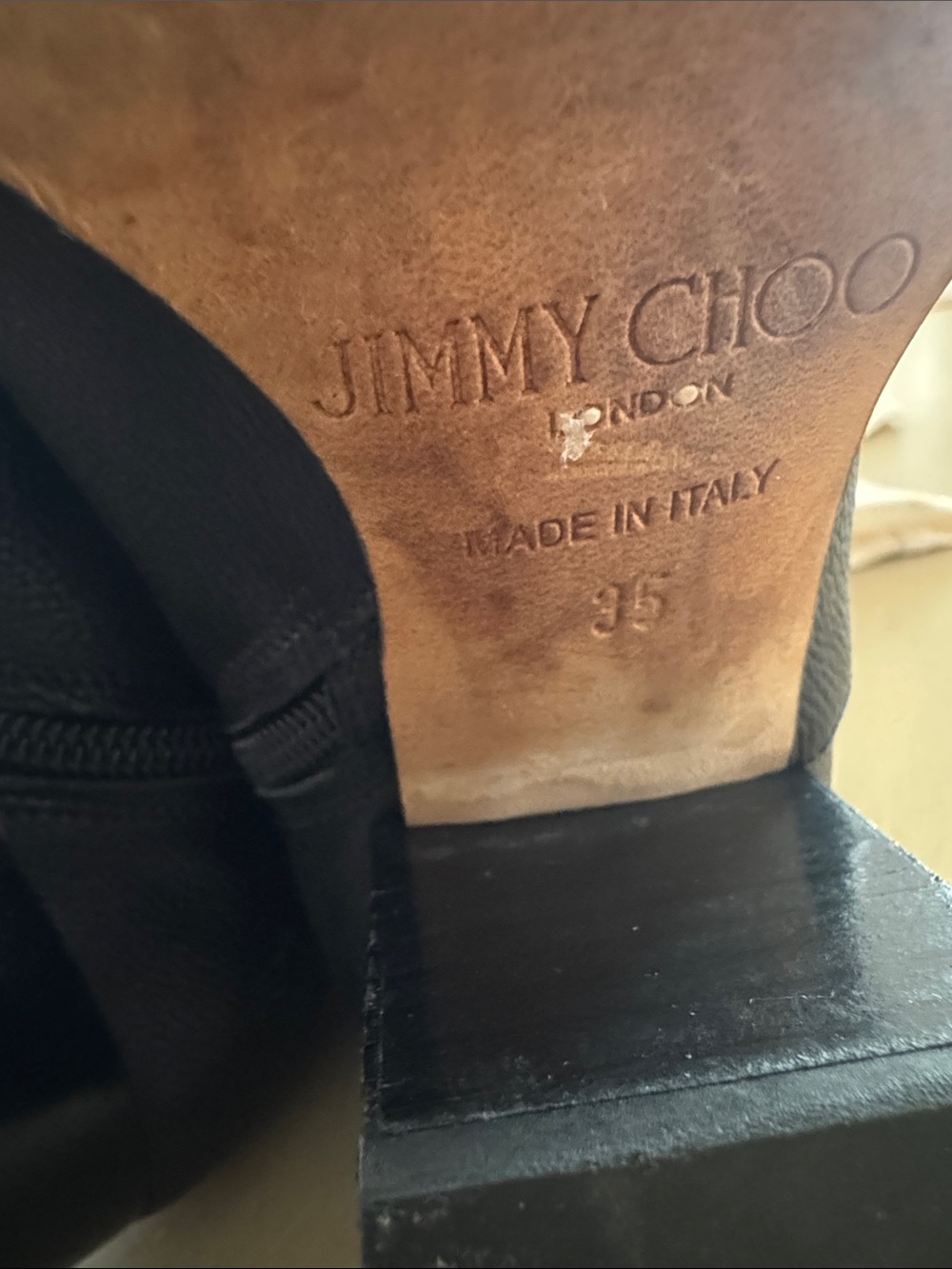 Jimmy Choo Black Leather Ankle Boots - Classic Women's Chelsea Heel - Picture 7 of 7